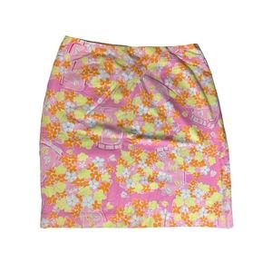Lilly Pulitzer Womens Skirt Size 4 Pink Spring Floral Print Above Knee A-Line